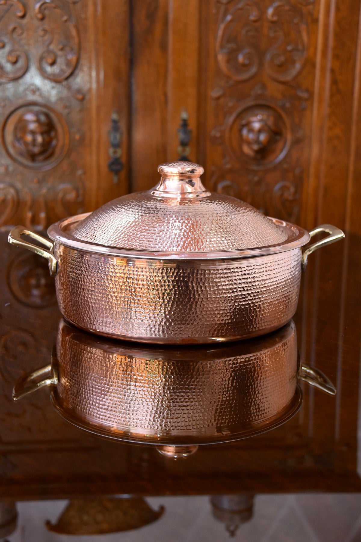 Copper Cooking Pot – Traditional Hammered Copper Cookware (33 cm)