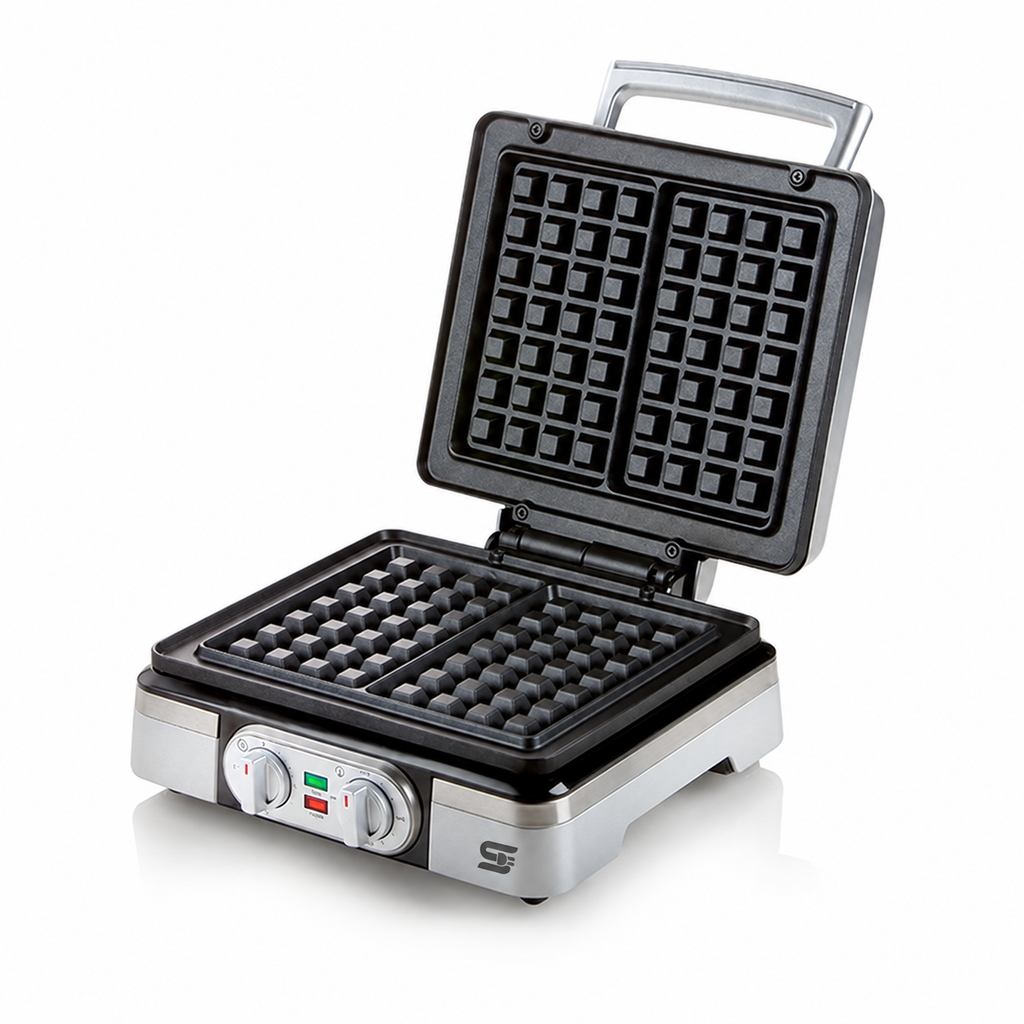 SNAL ELECTRO Stainless Steel Waffle Maker – 1400 W, Adjustable Temperature & Timer