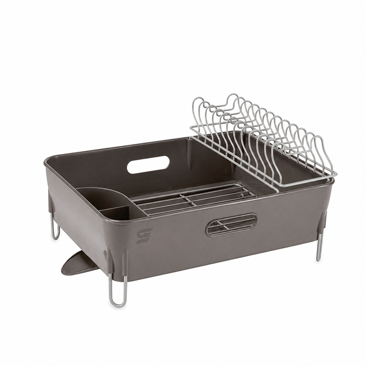 SNAL ELECTRO Dish Drying Rack with Drainage Tray & Swivel Spout – Grey