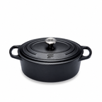 SNAL ELECTRO Enamelled Cast Iron Oval Casserole – 27 cm, 4.1 L, Matte Black