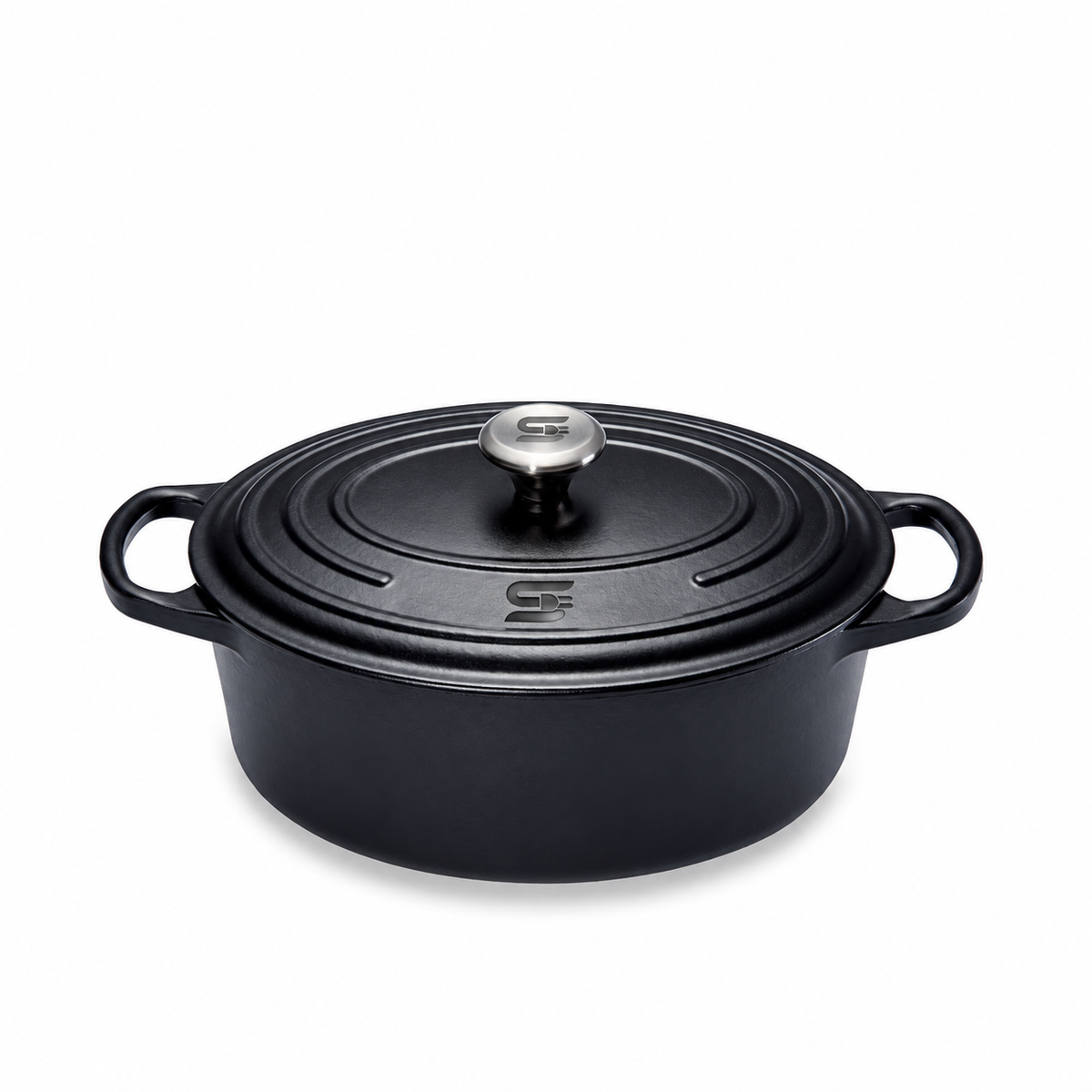 SNAL ELECTRO Enamelled Cast Iron Oval Casserole – 27 cm, 4.1 L, Matte Black