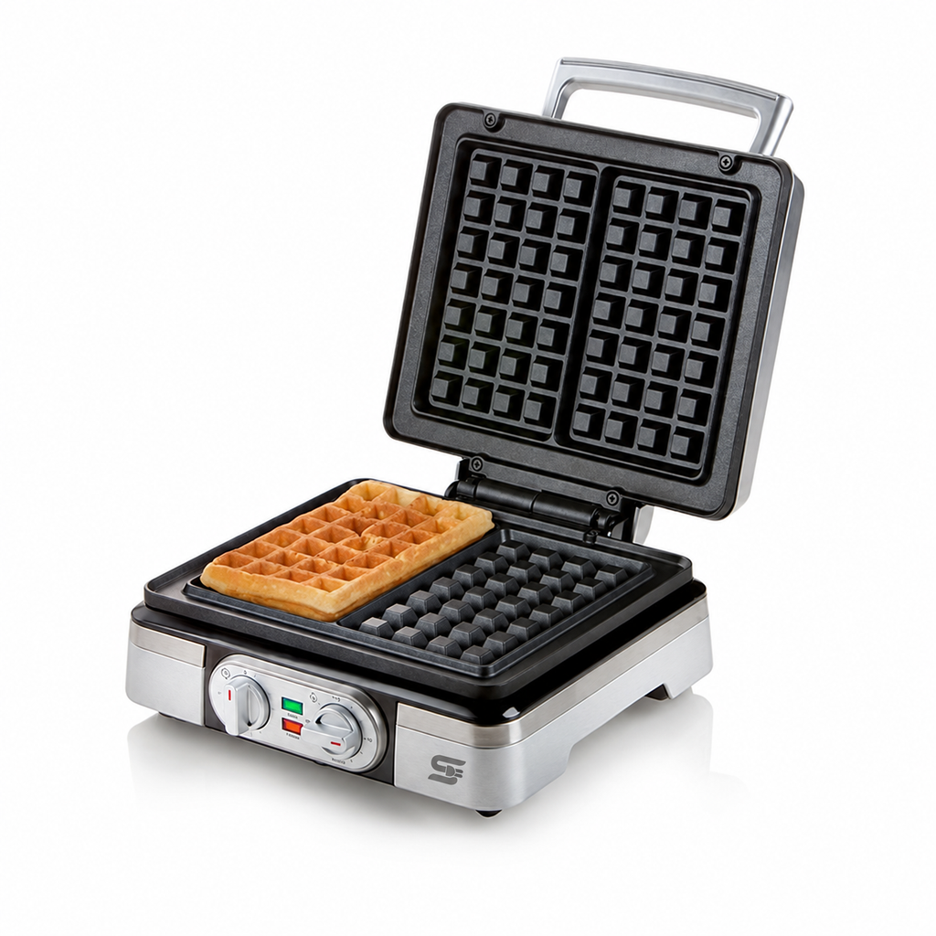 SNAL ELECTRO Stainless Steel Waffle Maker – 1400 W, Adjustable Temperature & Timer