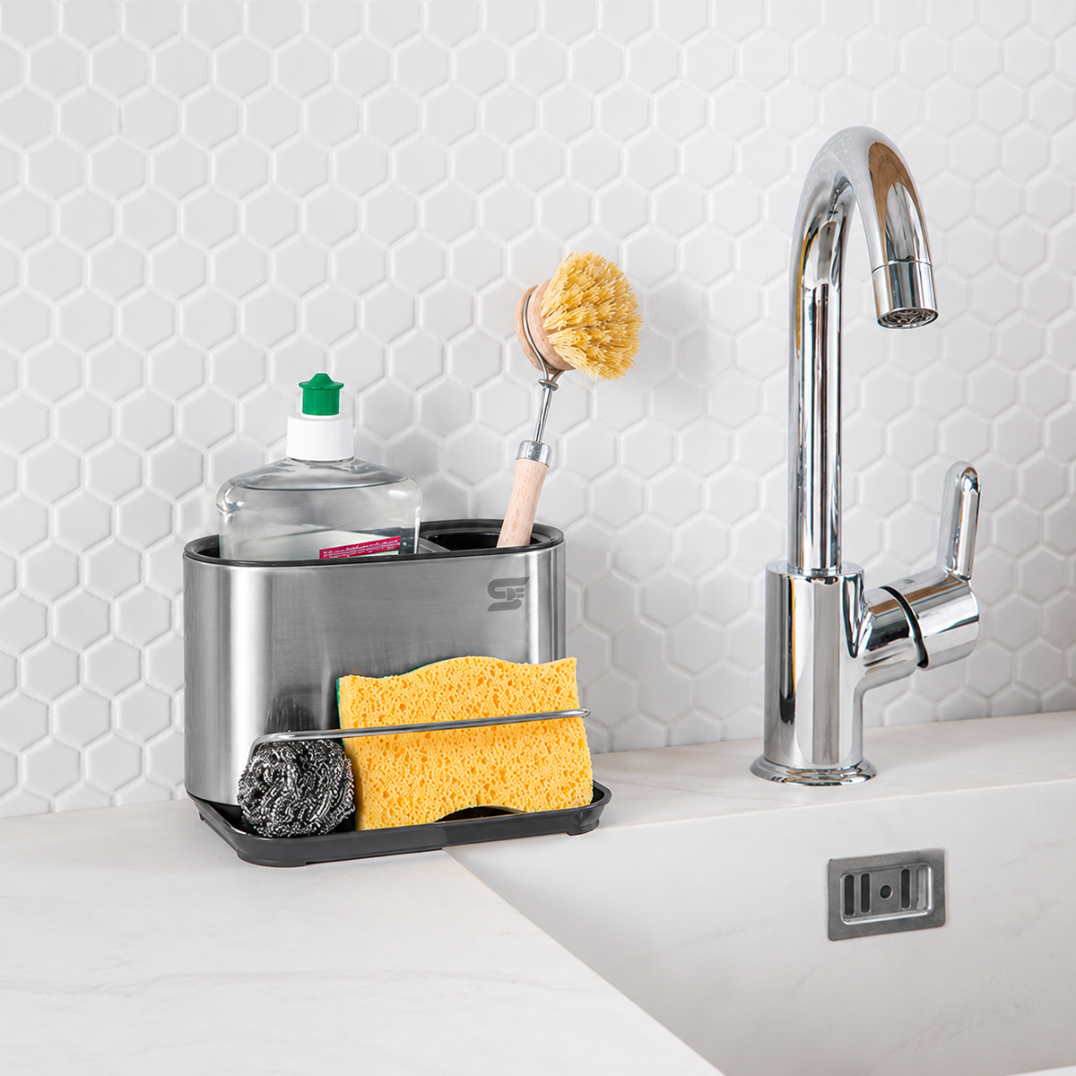 SNAL ELECTRO Stainless Steel Sink Organizer with Drainage Tray