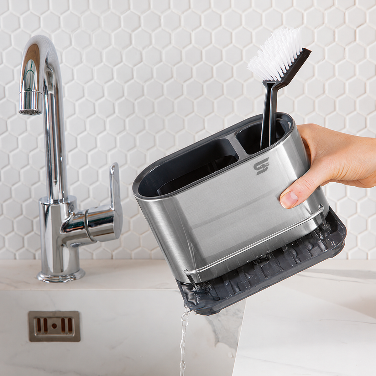 SNAL ELECTRO Stainless Steel Sink Organizer with Drainage Tray