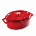 SNAL ELECTRO Enamelled Cast Iron Oval Casserole – 33 cm, 6 L, Red