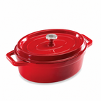 SNAL ELECTRO Enamelled Cast Iron Oval Casserole – 33 cm, 6 L, Red