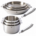 SNAL ELECTRO 8-Piece Stainless Steel Cookware Set with 2 Detachable Handles
