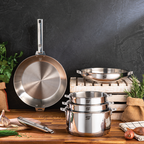 SNAL ELECTRO 8-Piece Stainless Steel Cookware Set with 2 Detachable Handles