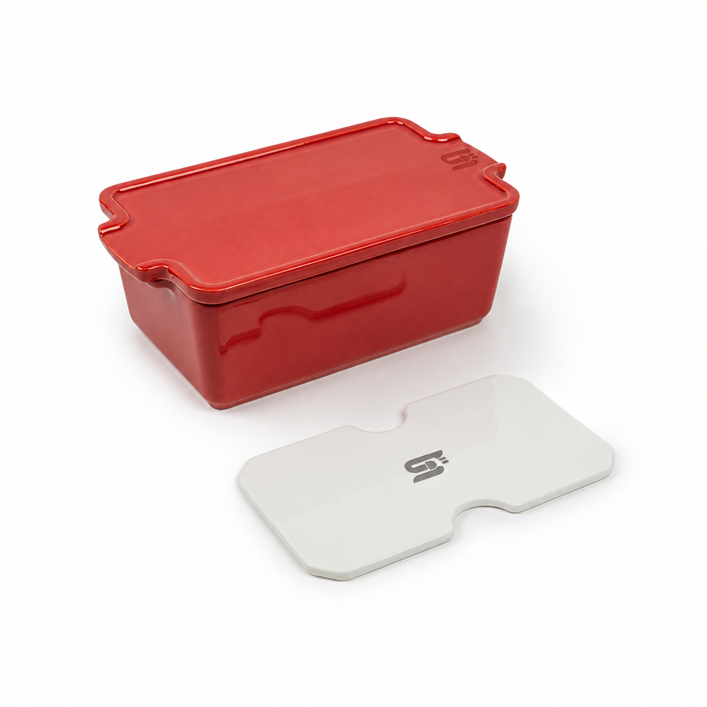 SNAL ELECTRO Ceramic Terrine with Lid & Press – 20 cm, 650 ml, Red