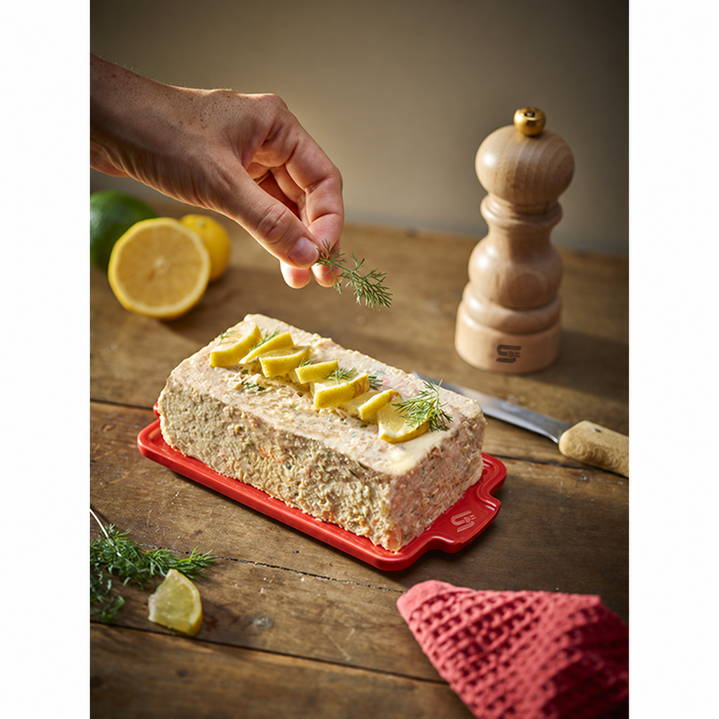 SNAL ELECTRO Ceramic Terrine with Lid & Press – 20 cm, 650 ml, Red